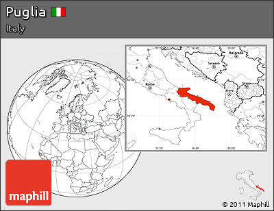 Blank Location Map of Puglia