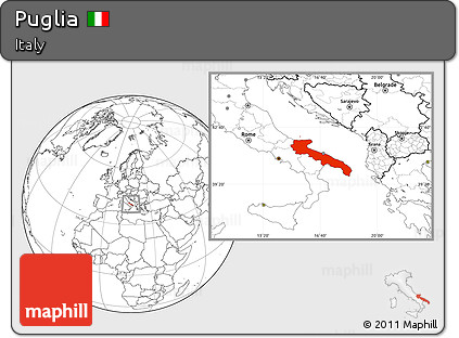 Blank Location Map of Puglia