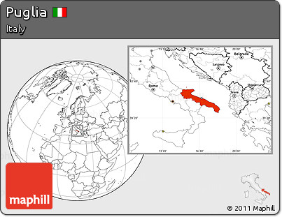 Blank Location Map of Puglia