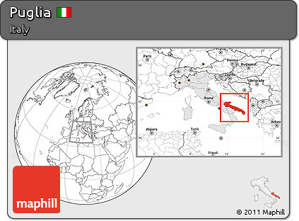 Blank Location Map of Puglia, highlighted country, within the entire country