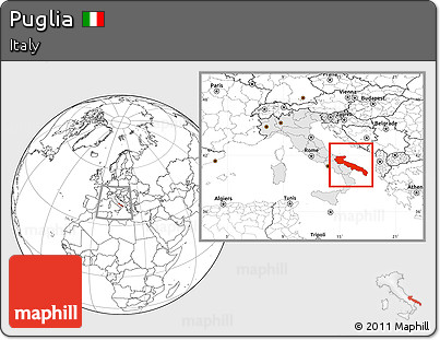 Blank Location Map of Puglia, highlighted country, within the entire country
