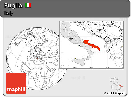 Blank Location Map of Puglia, highlighted country