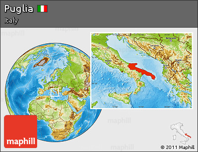 Physical Location Map of Puglia