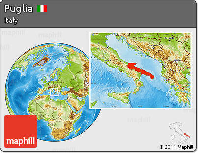 Physical Location Map of Puglia