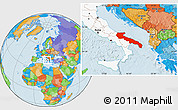 Political Location Map of Puglia, highlighted country