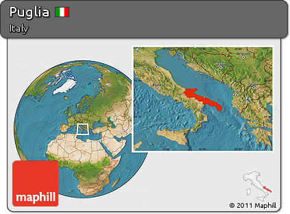 Satellite Location Map of Puglia