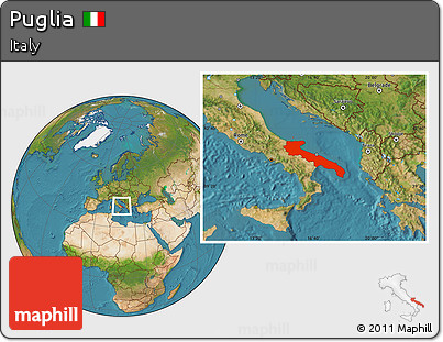 Satellite Location Map of Puglia