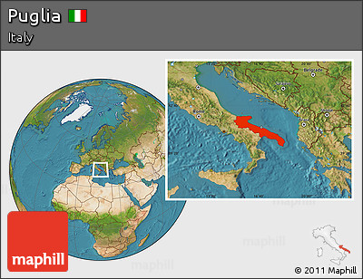 Satellite Location Map of Puglia