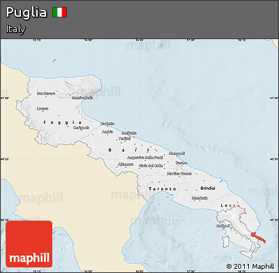 Classic Style Map of Puglia, single color outside
