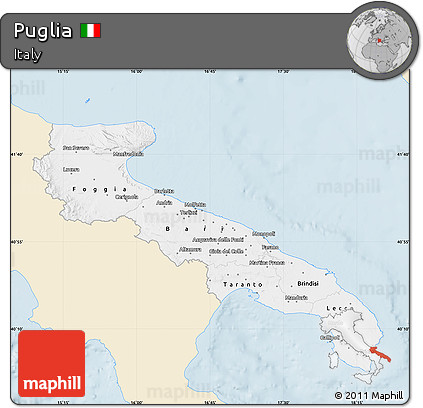 Classic Style Map of Puglia, single color outside