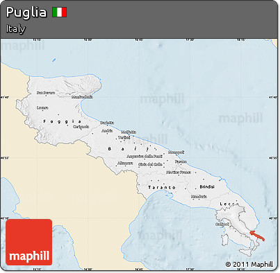 Classic Style Map of Puglia, single color outside