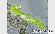 Physical Map of Puglia, darken, semi-desaturated