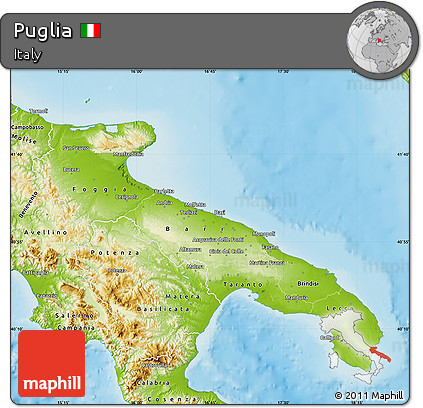 Physical Map of Puglia