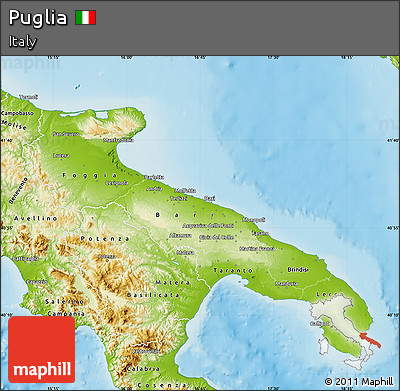 Physical Map of Puglia