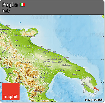 Physical Map of Puglia