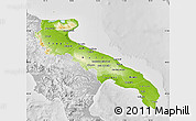 Physical Map of Puglia, lighten, desaturated