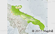 Physical Map of Puglia, lighten, semi-desaturated