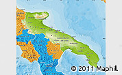 Physical Map of Puglia, political outside
