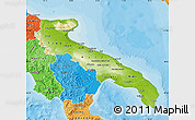 Physical Map of Puglia, political shades outside