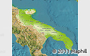 Physical Map of Puglia, satellite outside