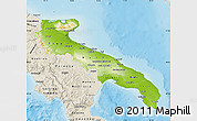 Physical Map of Puglia, shaded relief outside