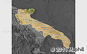 Satellite Map of Puglia, darken, desaturated