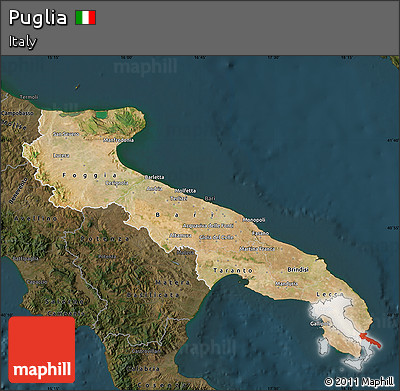 Satellite Map of Puglia, darken