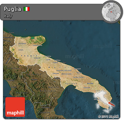 Satellite Map of Puglia, darken