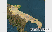 Satellite Map of Puglia, darken