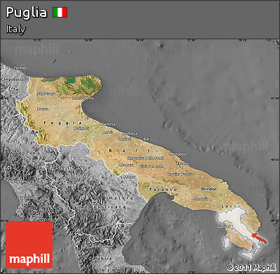 Satellite Map of Puglia, desaturated