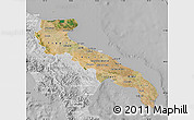 Satellite Map of Puglia, lighten, desaturated