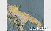 Satellite Map of Puglia, semi-desaturated