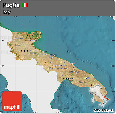 Satellite Map of Puglia, single color outside