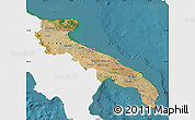 Satellite Map of Puglia, single color outside