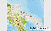 Shaded Relief Map of Puglia, physical outside