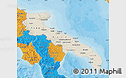 Shaded Relief Map of Puglia, political outside