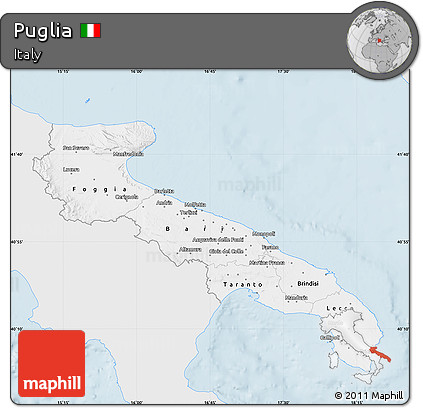 Silver Style Map of Puglia, single color outside