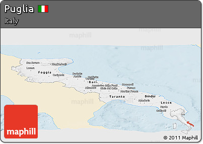 Classic Style Panoramic Map of Puglia, single color outside