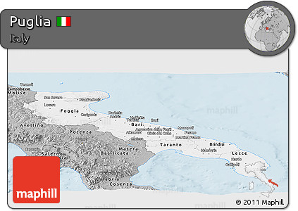 Gray Panoramic Map of Puglia