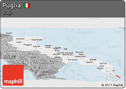 Gray Panoramic Map of Puglia