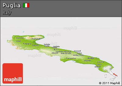 Physical Panoramic Map of Puglia, cropped outside