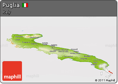 Physical Panoramic Map of Puglia, cropped outside