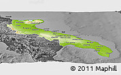 Physical Panoramic Map of Puglia, darken, desaturated