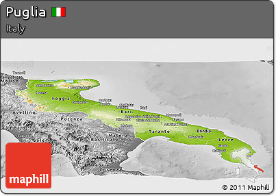 Physical Panoramic Map of Puglia, desaturated