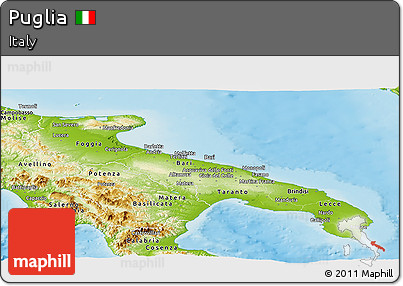 Physical Panoramic Map of Puglia