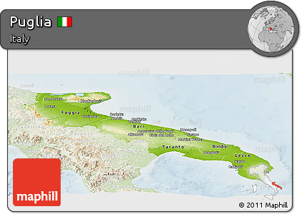Physical Panoramic Map of Puglia, lighten