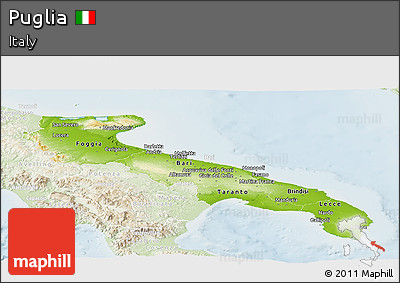Physical Panoramic Map of Puglia, lighten