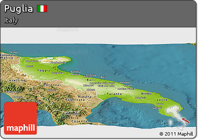 Physical Panoramic Map of Puglia, satellite outside