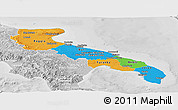 Political Panoramic Map of Puglia, lighten, desaturated