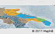 Political Panoramic Map of Puglia, semi-desaturated